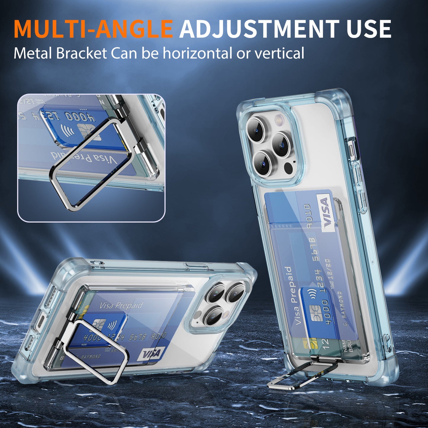 Heavy Duty Clear Case + Card Holder +Ring 15