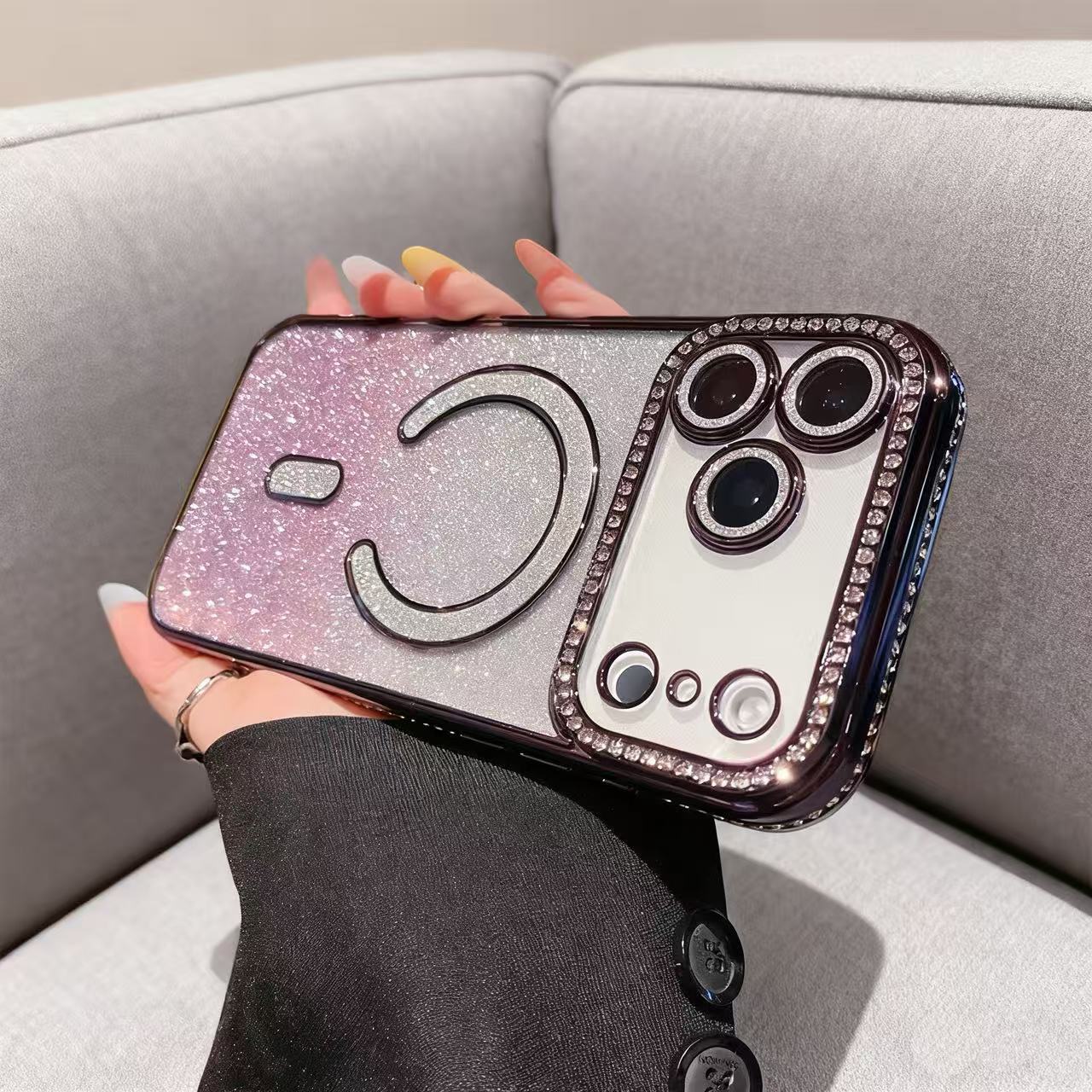 iPhone 17 Pro Max Slim Fit Luxury Sparkle Shiny Full Body Protective Phone Cases Compatible with MagSafe