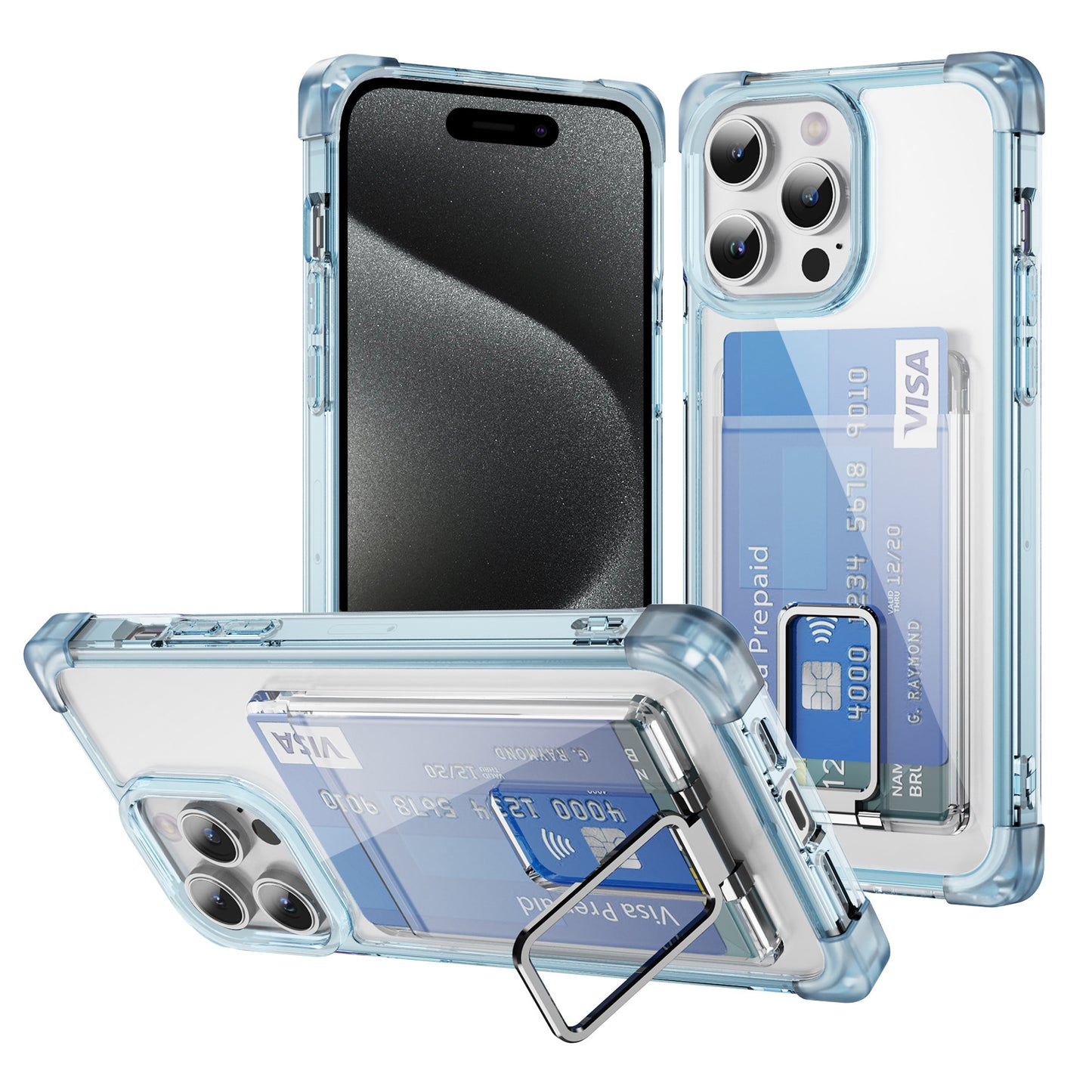 Heavy Duty Clear Case + Card Holder +Ring 15