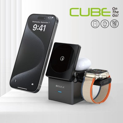 iQuick CUBE 3 in 1 Foldable Wireless Charger (Galaxy/Apple)