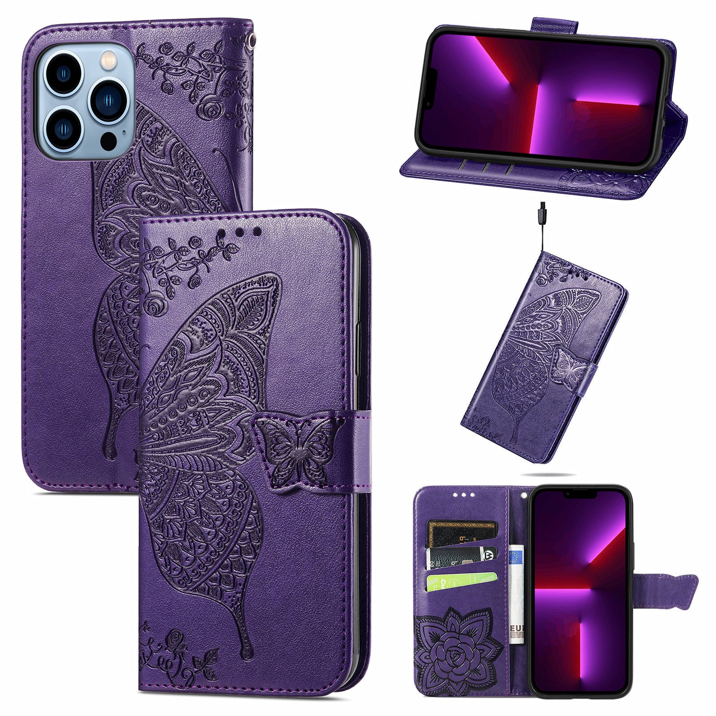 iPhone Butterfly Flip Wallet Cases