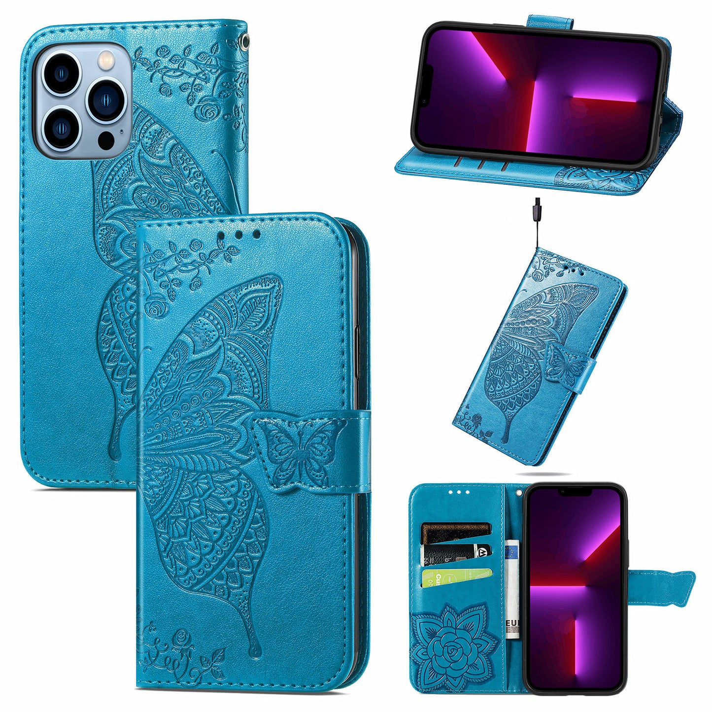 iPhone Butterfly Flip Wallet Cases