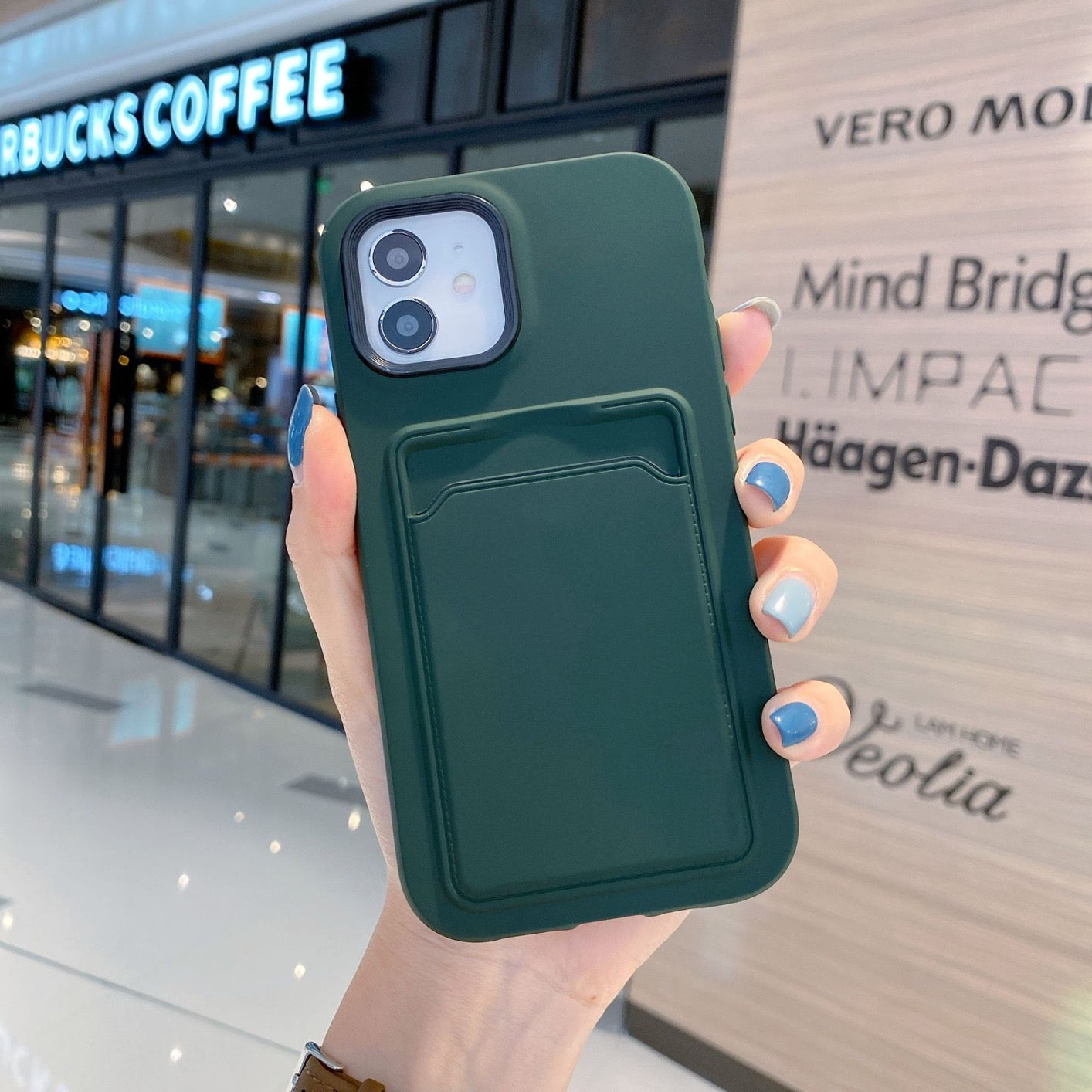 Double layer Silicone Case with Card Pocket