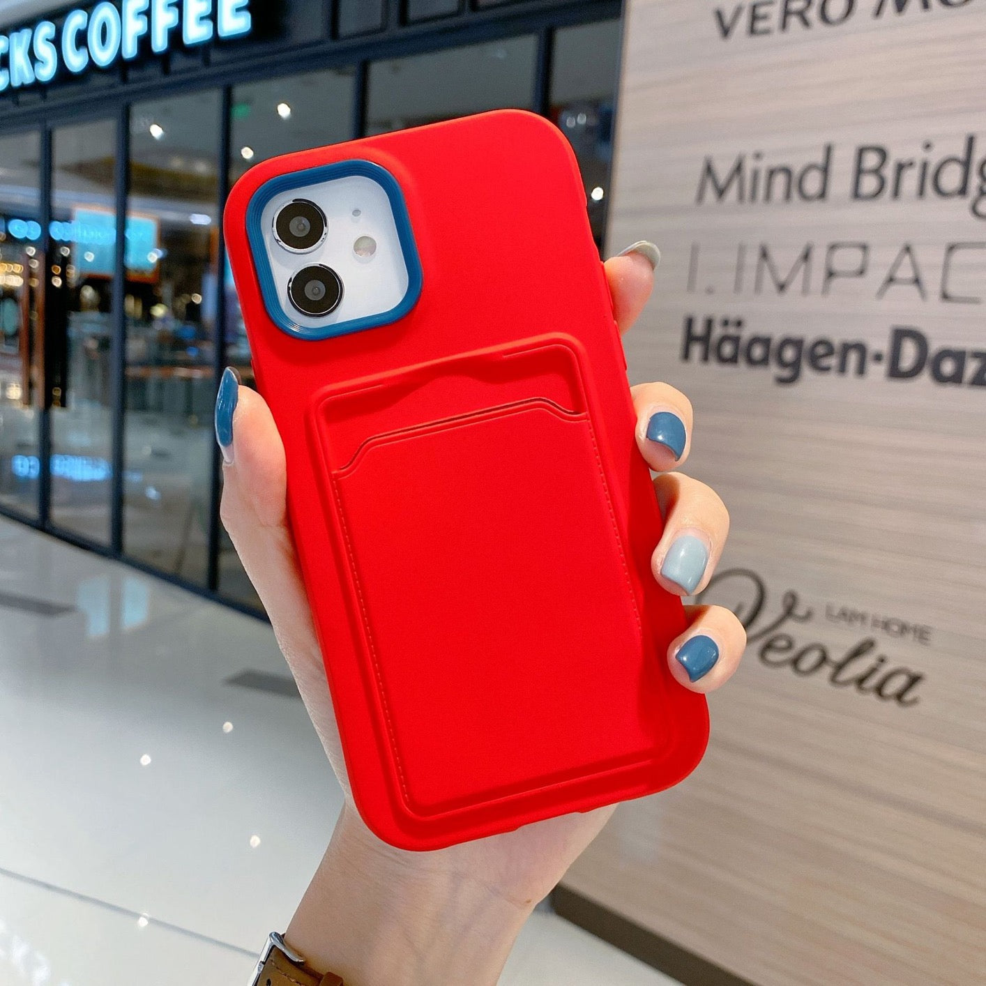 Double layer Silicone Case with Card Pocket