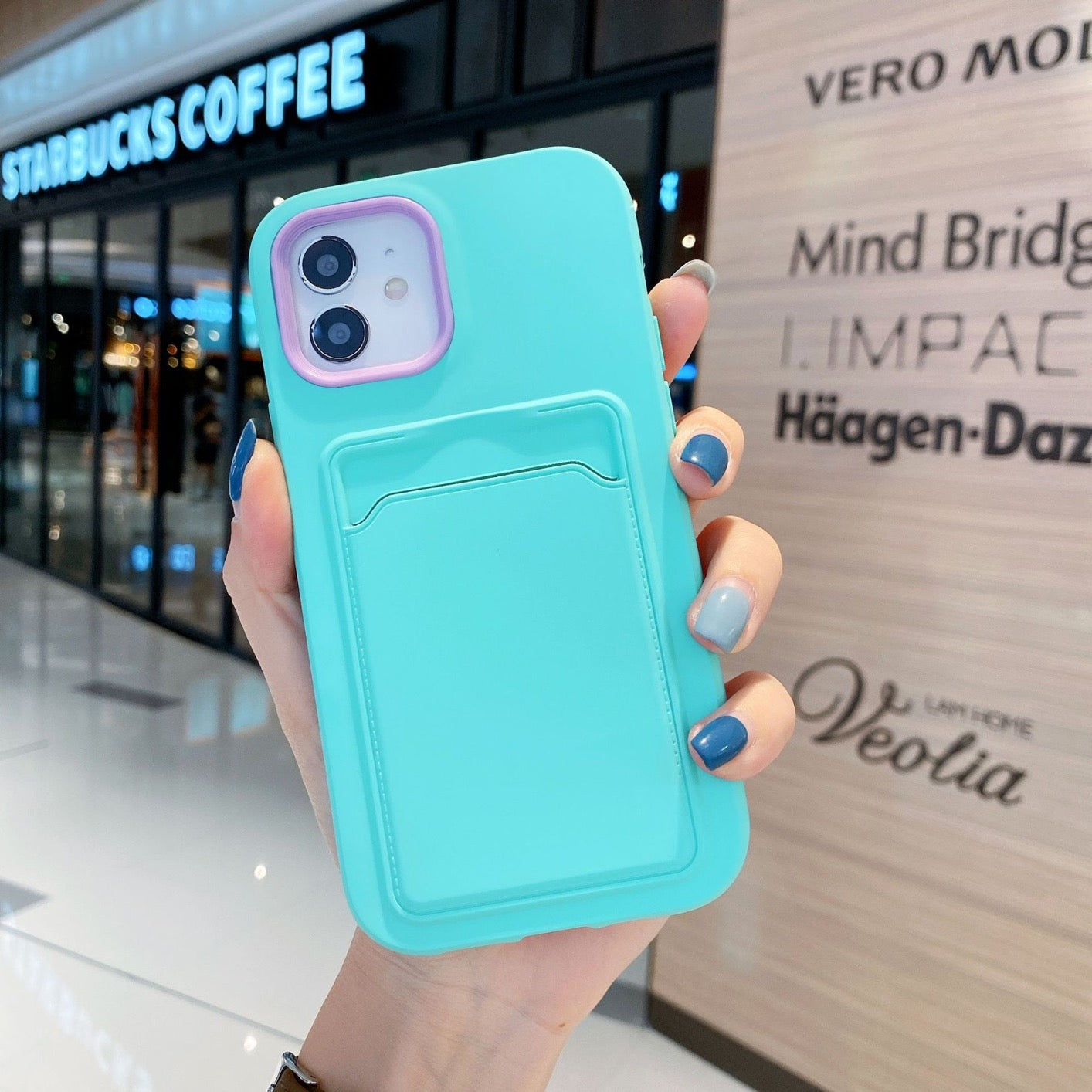 Double layer Silicone Case with Card Pocket