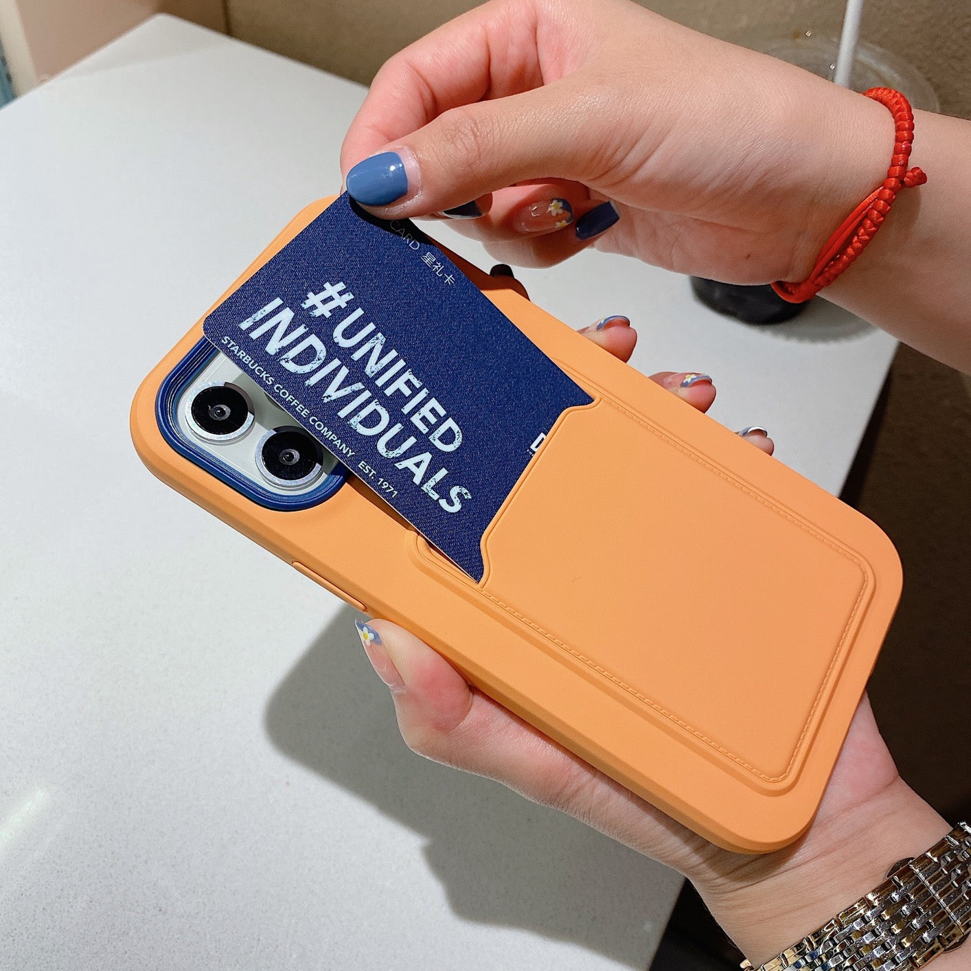 Double layer Silicone Case with Card Pocket