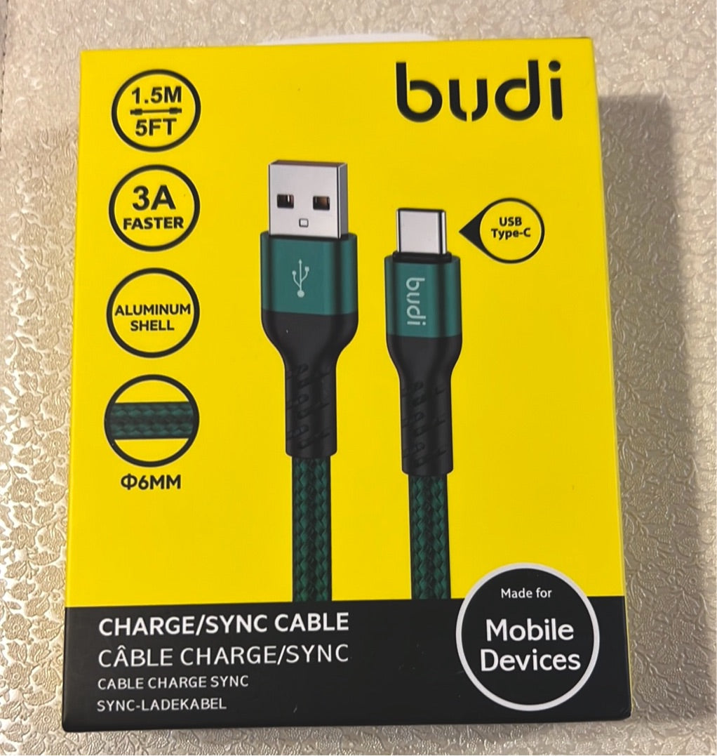 Budi Usb to Type C Cable Aluminum Shell 1.5M