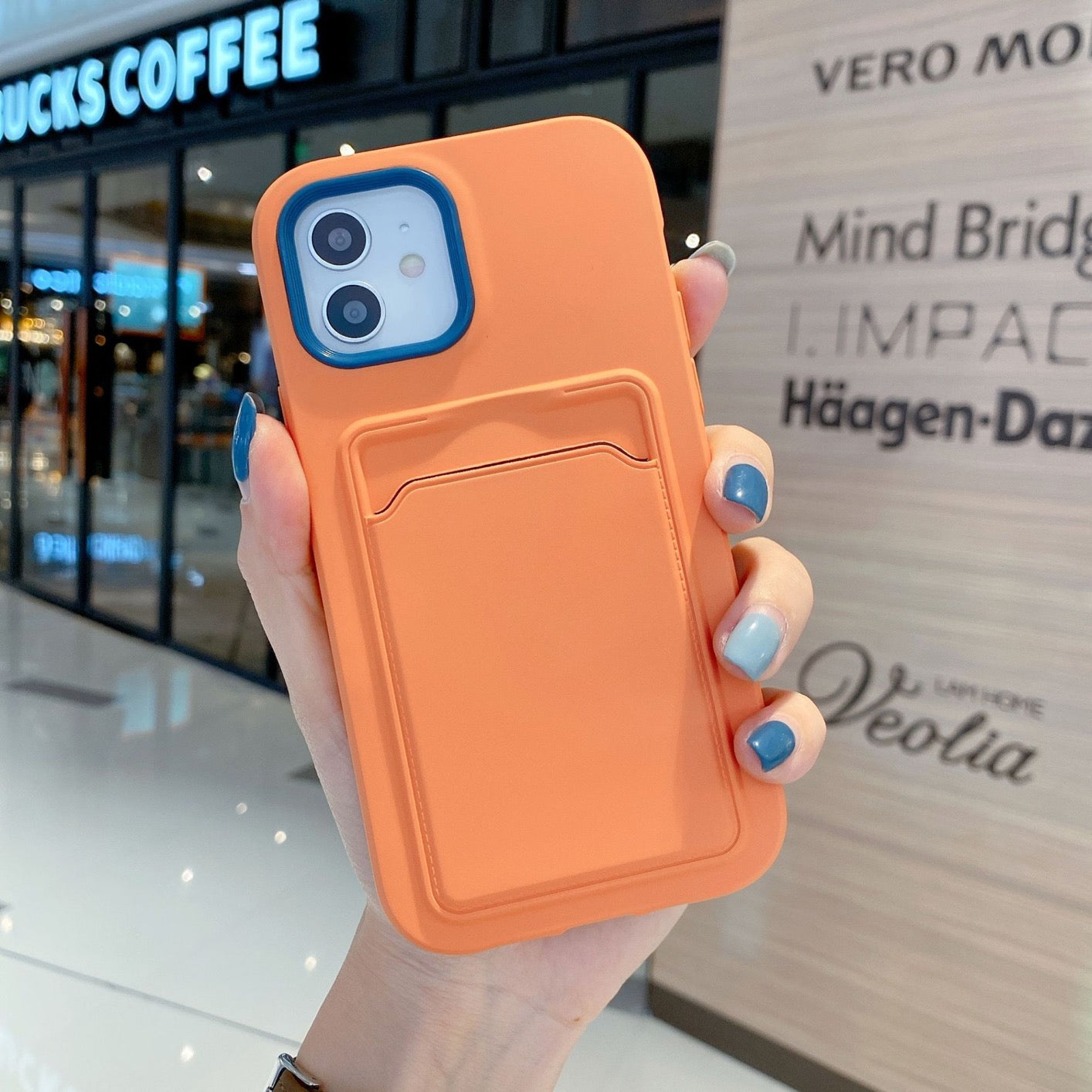 Double layer Silicone Case with Card Pocket