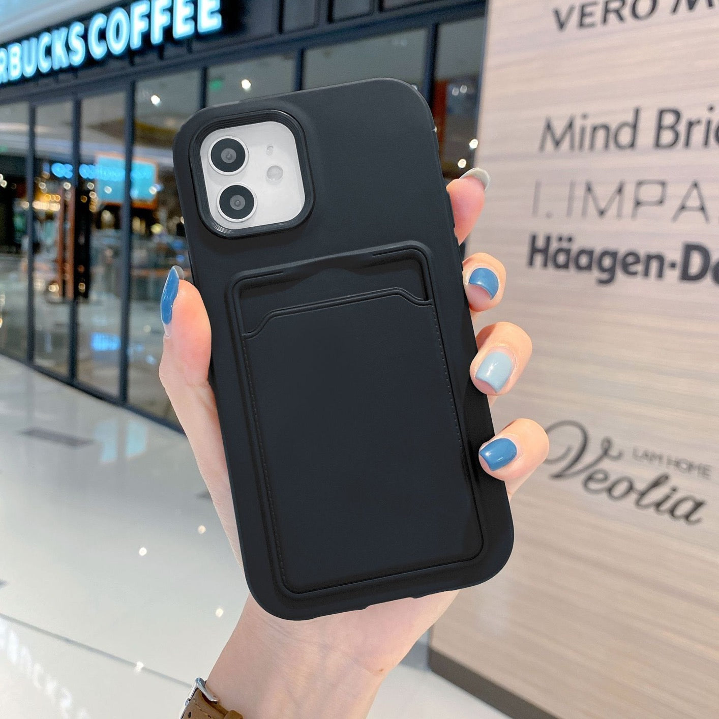Double layer Silicone Case with Card Pocket