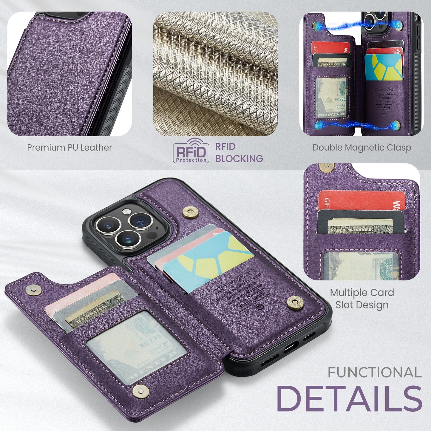 Leather Wallet Back Cover with Car Holder