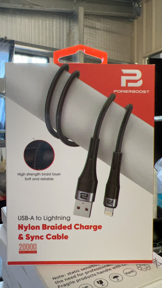 Powerboost USB A -Lighting Nylon Cable 1.2m