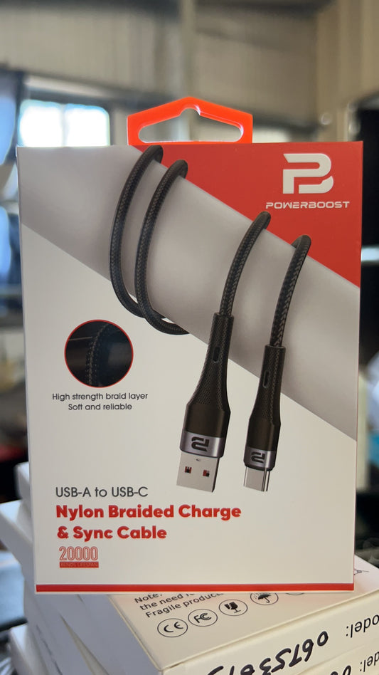 Powerboost USB A -C Nylon Cable 1.2m