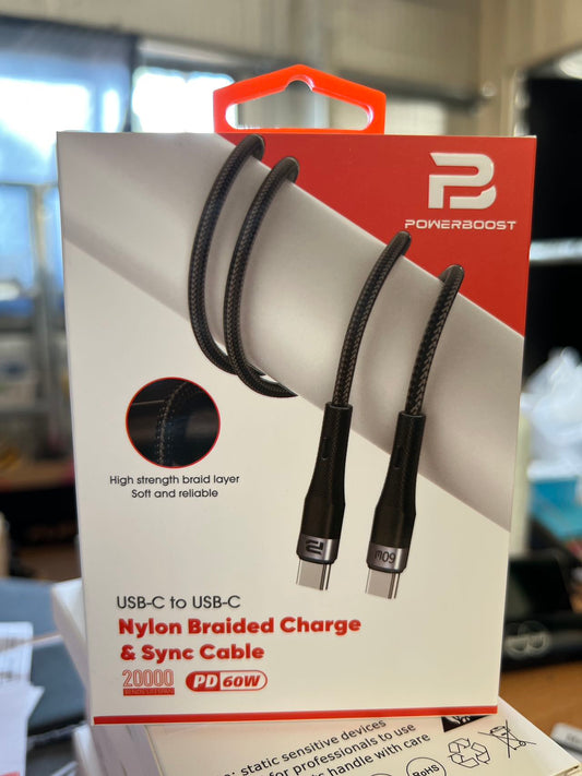 Powerboost USB C -C Nylon Cable 2m