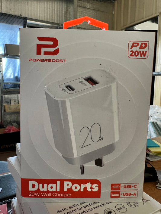 Powerboost PD Wall Charger Dual Ports 20W