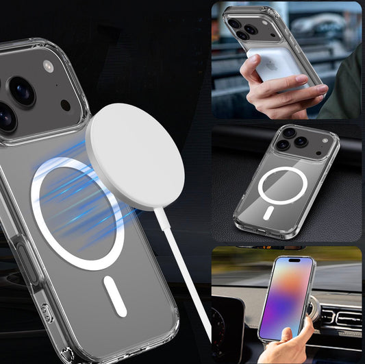 iPhone 15 Pro Max Slim Clear Shockproof Cover Compatible with MagSafe Wireless Charging