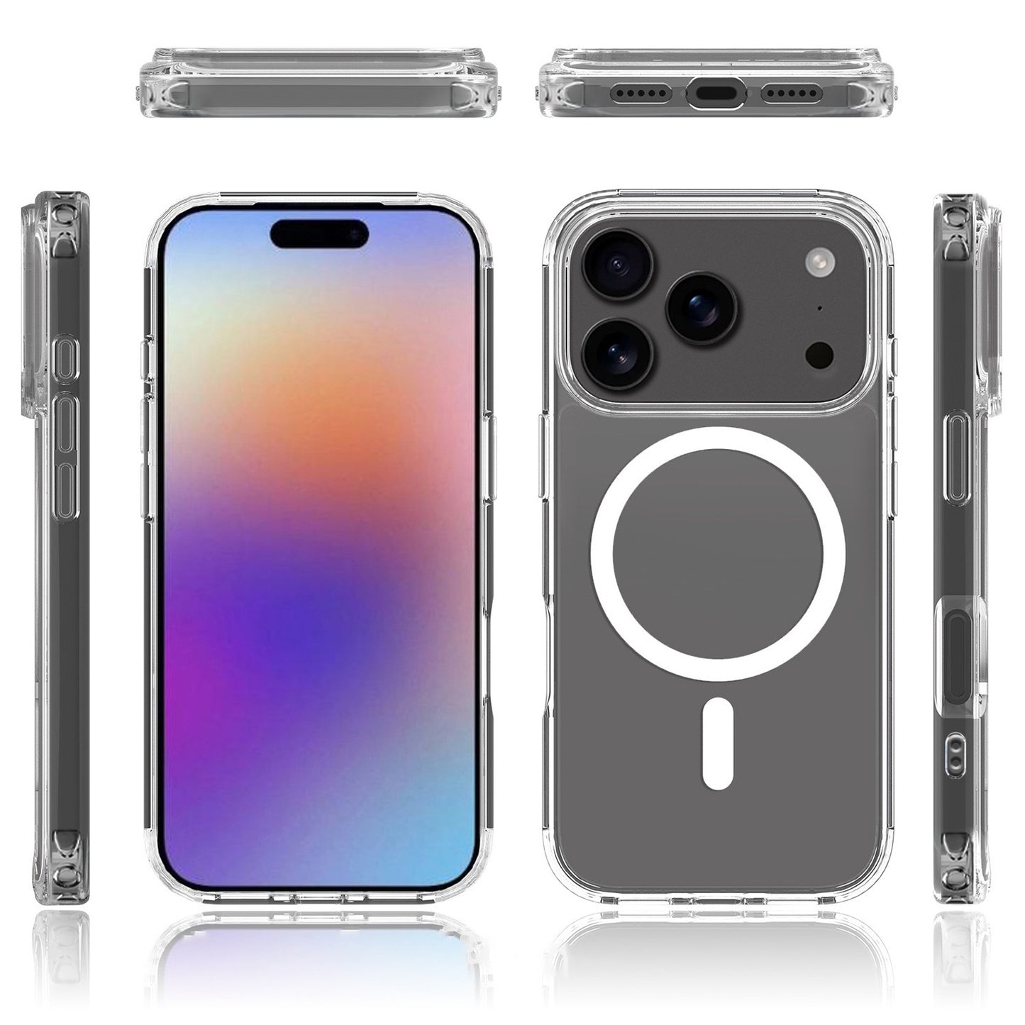 iPhone 15 Pro Max Slim Clear Shockproof Cover Compatible with MagSafe Wireless Charging