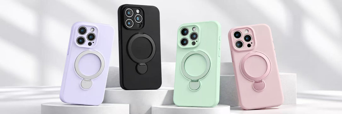 iPhone 17 Pro Max Case with Adjustable Ring Stand, Premium Liquid Silicone Material (Compatible with MagSafe )