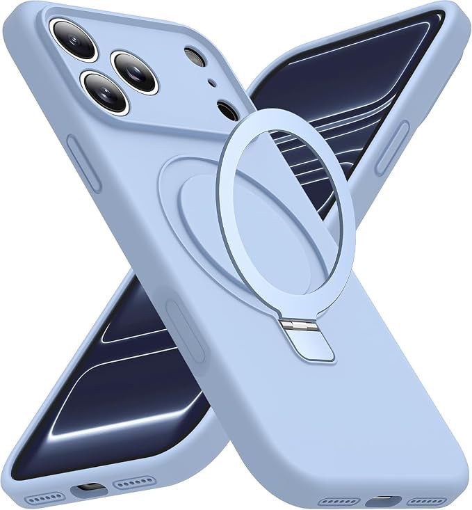 iPhone 17 Pro Max Case with Adjustable Ring Stand, Premium Liquid Silicone Material (Compatible with MagSafe )