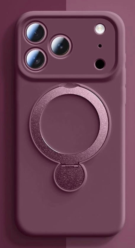 iPhone 17 Pro Max Case with Adjustable Ring Stand, Premium Liquid Silicone Material (Compatible with MagSafe )