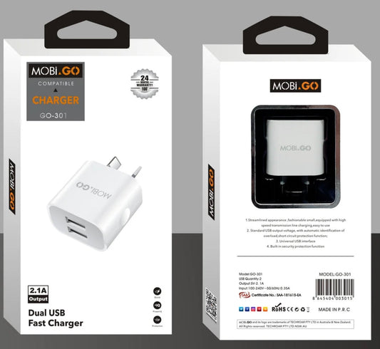 Mobi  Dual USB Fast Charger GO301