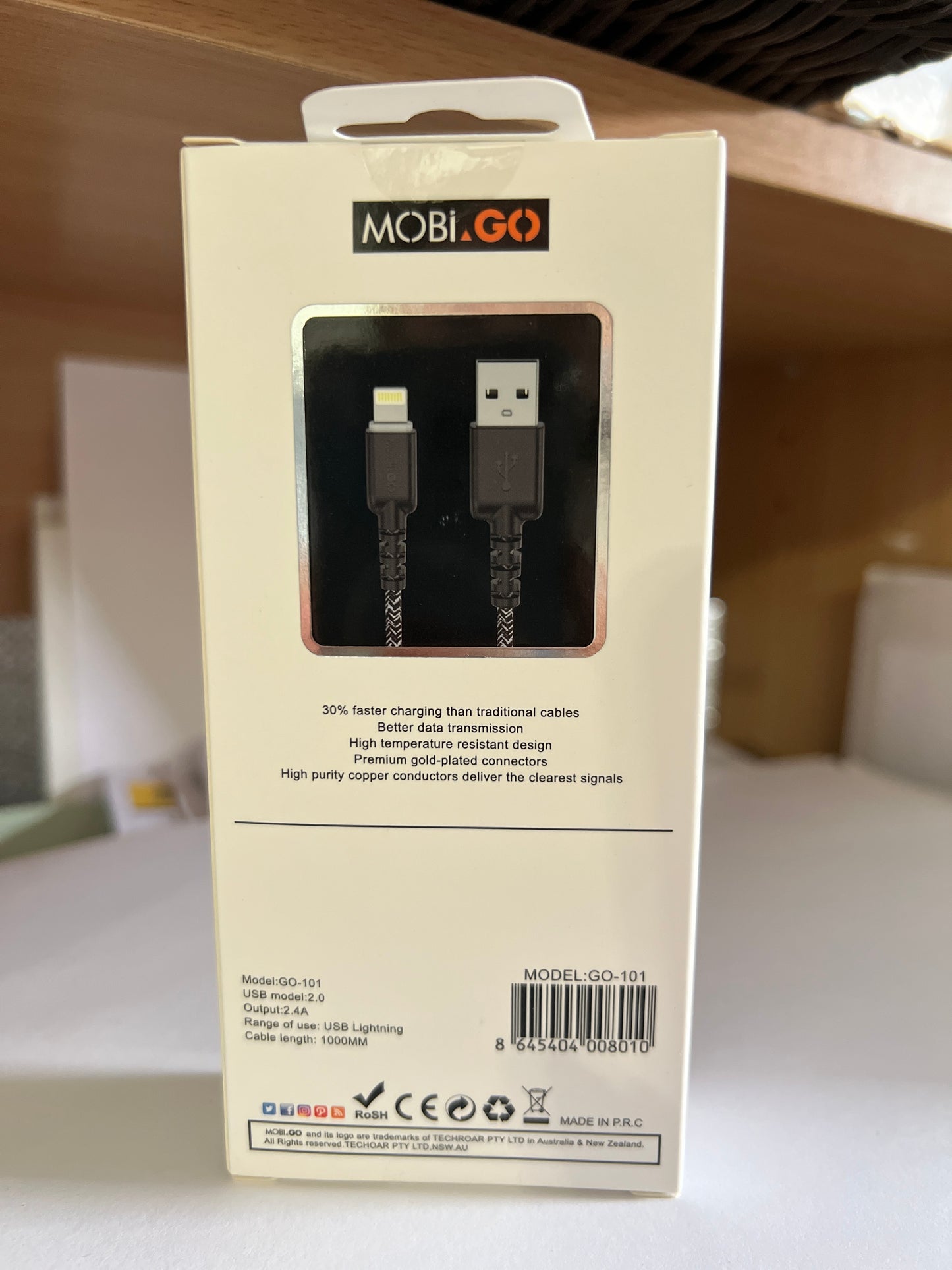Mobi Nylon Lightning Cable 1m Go101