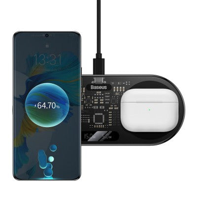 Baseus 2in1 Wireless Charger Digital LED Display
