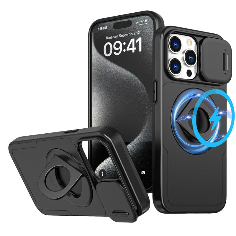 iPhone 15 Pro Max  Magnetic Rotatable Kickstand & Slide Camera Cover (Compatible with MagSafe）