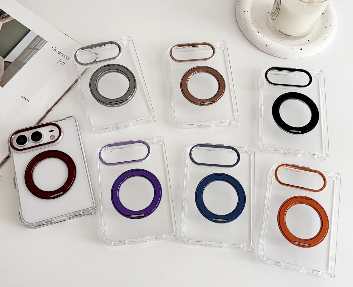 iPhone Duo Slim Clear Shockproof Cover With Kickstand Compatible with MagSafe Wireless Charging