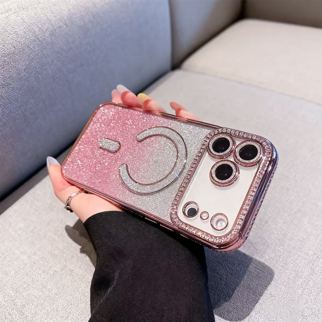 iPhone 17 Pro Max Slim Fit Luxury Sparkle Shiny Full Body Protective Phone Cases Compatible with MagSafe
