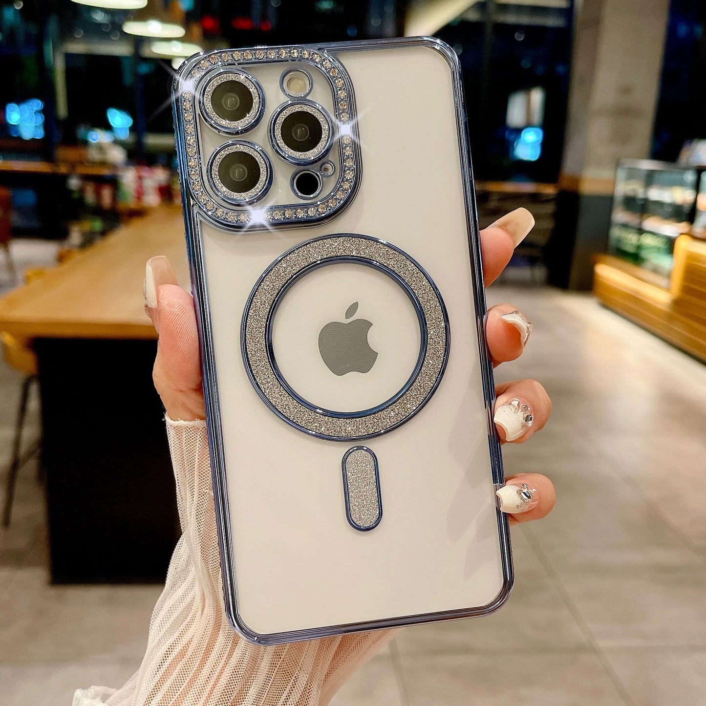 iPhone 15 Pro Max Slim Fit Clear Sparkle Shiny Full Body Protective Phone Cases (Compatible with MagSafe)