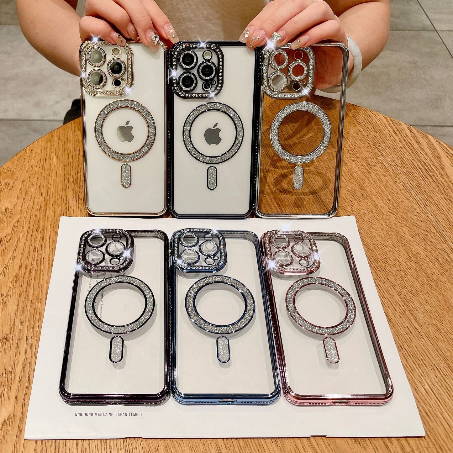 iPhone 15 Pro Max Slim Fit Clear Sparkle Shiny Full Body Protective Phone Cases (Compatible with MagSafe)