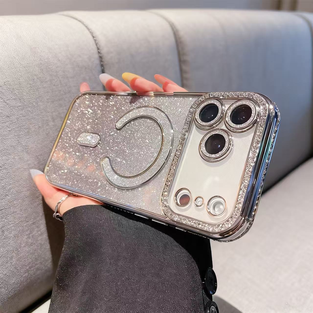 iPhone 17 Pro Max Slim Fit Luxury Sparkle Shiny Full Body Protective Phone Cases Compatible with MagSafe