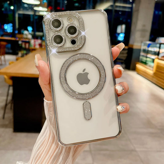 iPhone 15 Pro Max Slim Fit Clear Sparkle Shiny Full Body Protective Phone Cases (Compatible with MagSafe)
