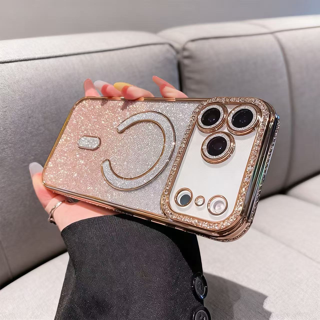 iPhone 17 Pro Max Slim Fit Luxury Sparkle Shiny Full Body Protective Phone Cases Compatible with MagSafe