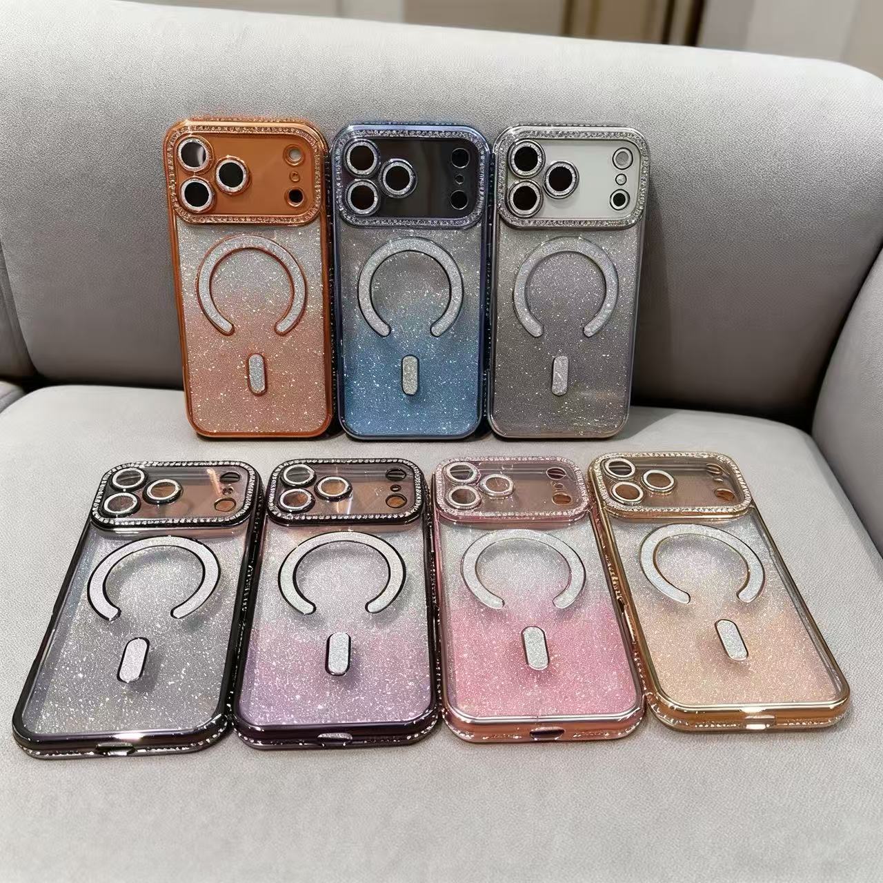 iPhone 17 Pro Max Slim Fit Luxury Sparkle Shiny Full Body Protective Phone Cases Compatible with MagSafe