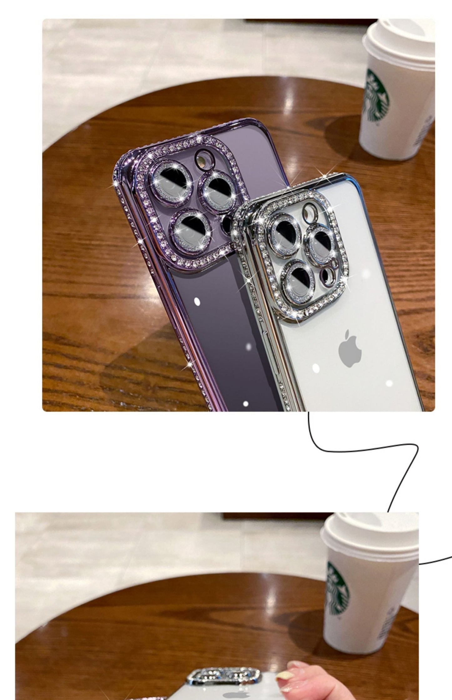 Clear Back  Sparkling Case with Back Lens Protector 13/14