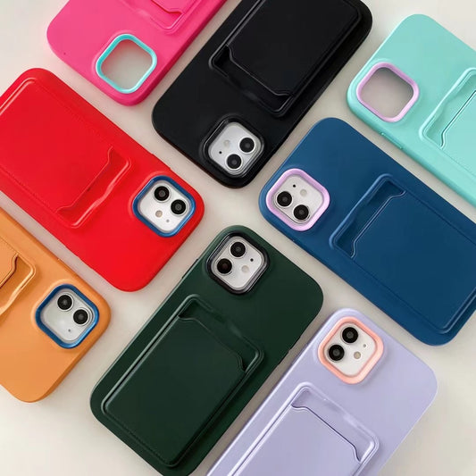 Double layer Silicone Case with Card Pocket