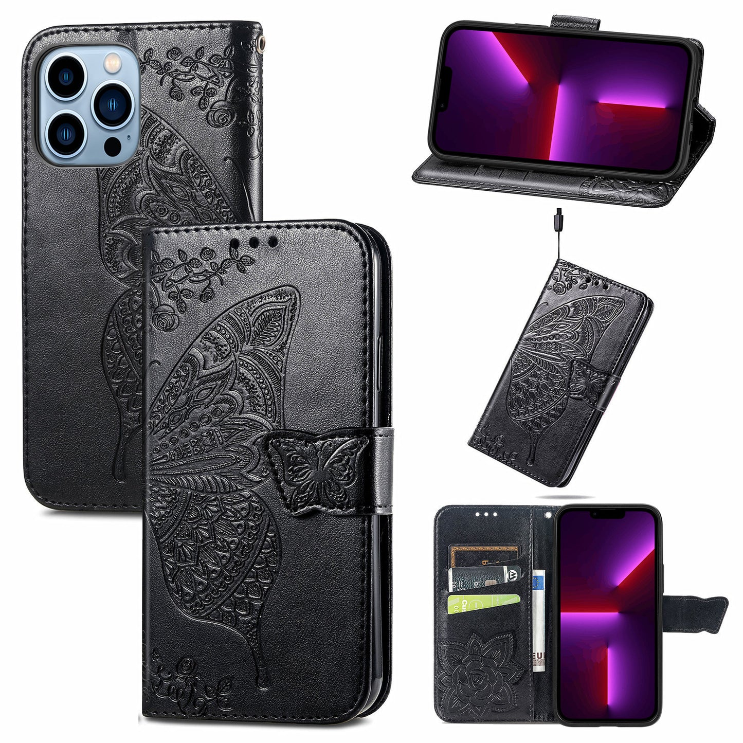 iPhone Butterfly Flip Wallet Cases