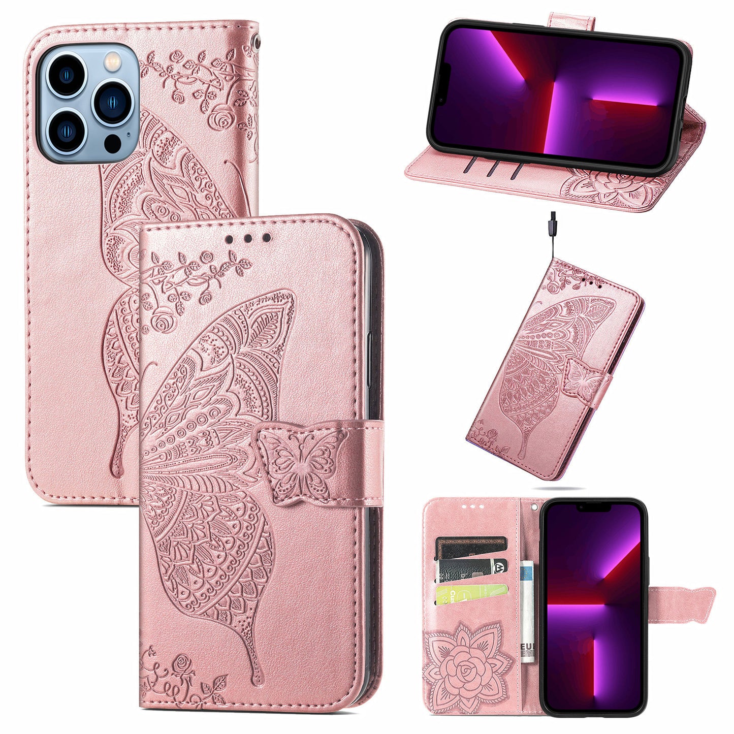 iPhone Butterfly Flip Wallet Cases