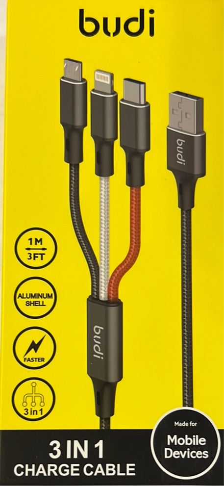 Budi 3 in 1 Cable Aluminum Shell 1M