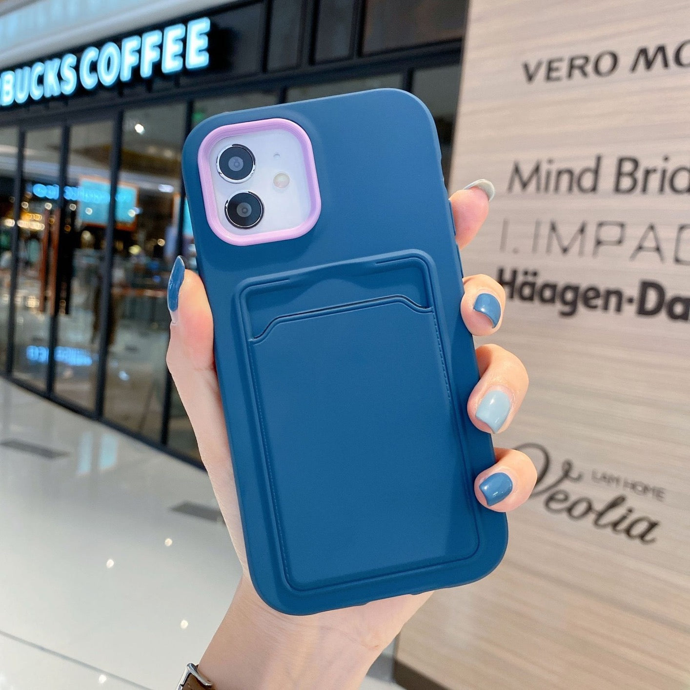 Double layer Silicone Case with Card Pocket
