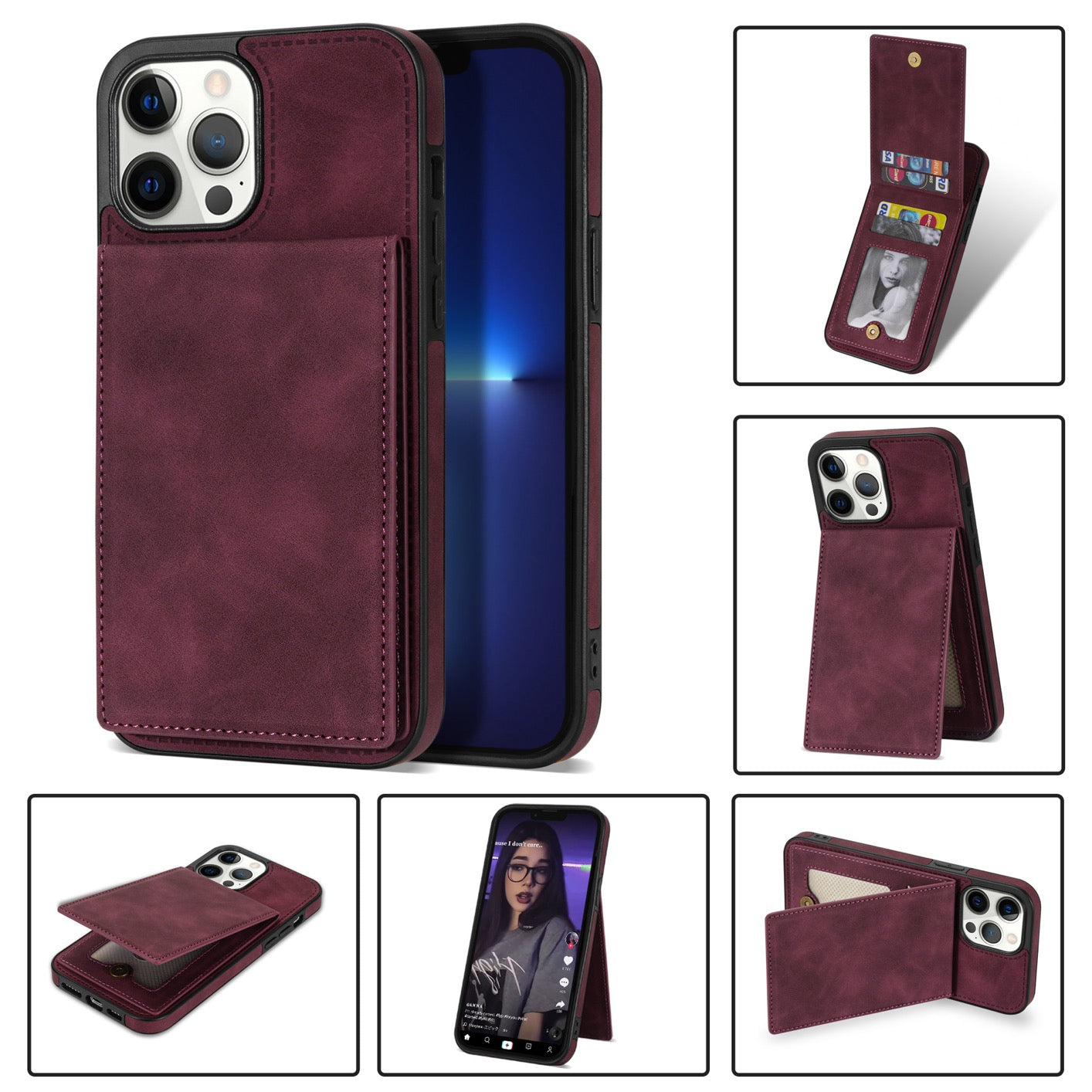 iPhone 14 Pro Max Leather Wallet Back Cover