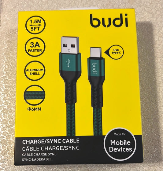 Budi Usb to Type C Cable Aluminum Shell 1.5M