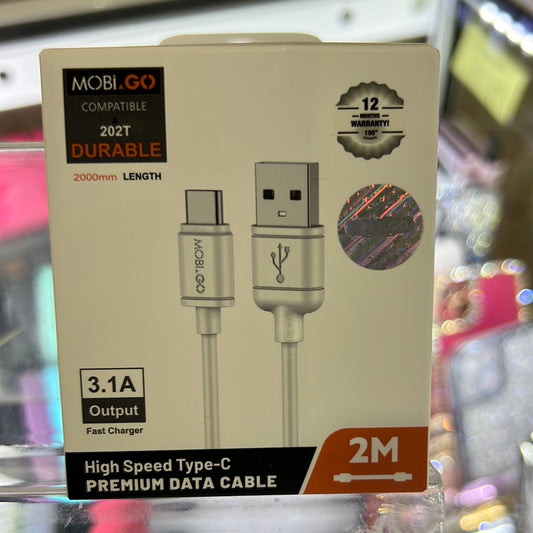 Mobi Usb to Type C Cable 2m 202T