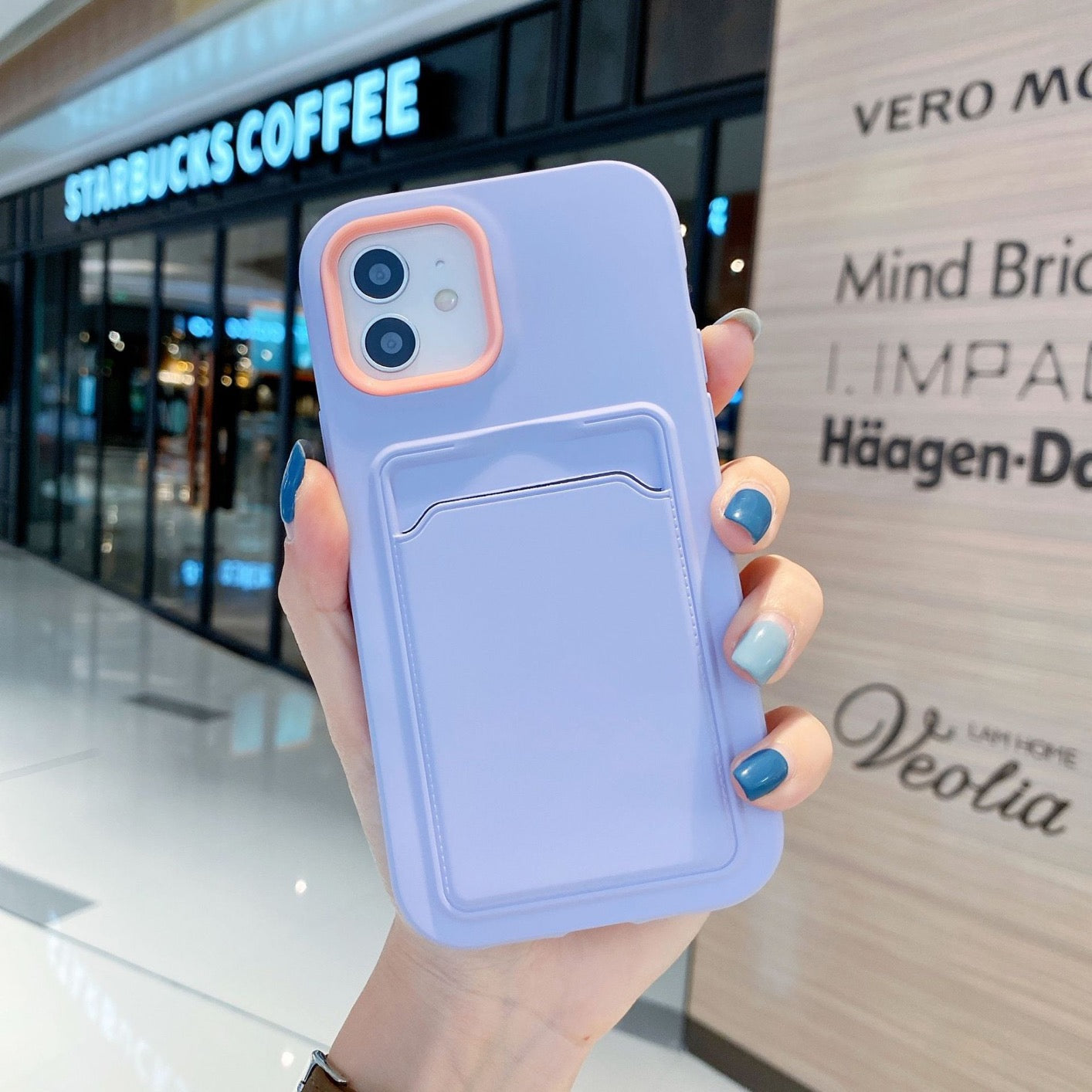 Double layer Silicone Case with Card Pocket