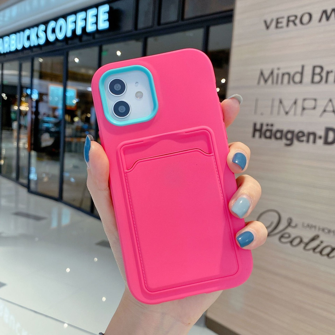 Double layer Silicone Case with Card Pocket